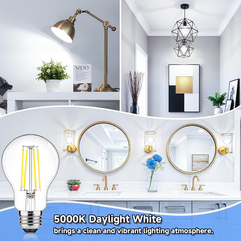 A19 Vintage LED Edison Light Bulbs 60W Equivalent, Dimmable E26 Bulb