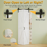 72" x 84" Pre-Assembled Solid Core Panels Bifold Barn Door, White Primed Finish Folding Barn Door wi