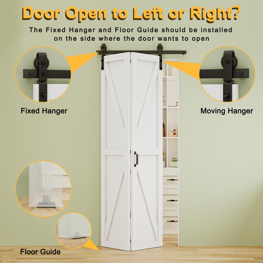 32" x 84" Pre-Assembled Solid Core Panels Bifold Barn Door and Hardware