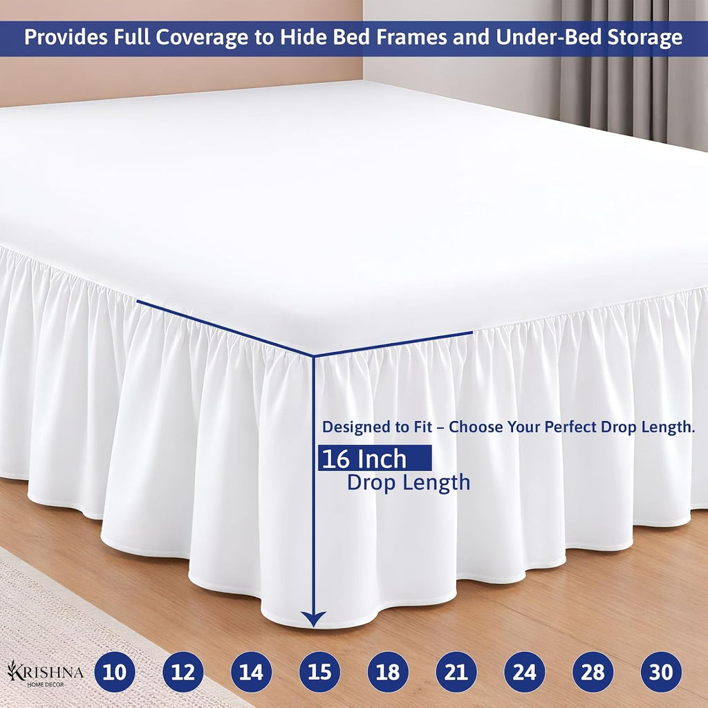 Ruffled Bed Skirt with Split Corners Queen, 100% Microfiber Hotel Quality, 14 Inch Drop Dust Ruffle Gathered Bedskirt