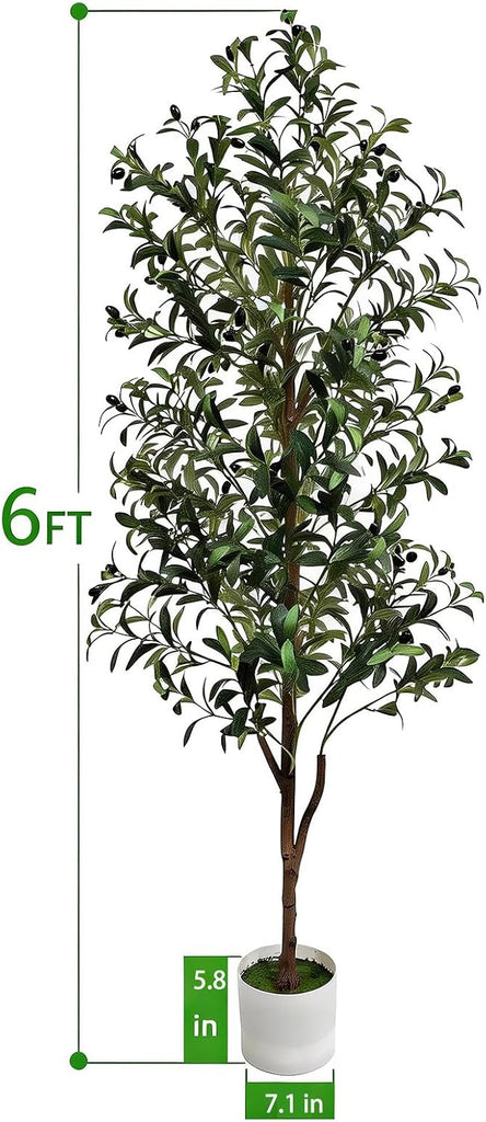 Olive Tree Olive Trees Artificial Indoor 6FT Faux Olive Tree with Pot,Artificial Olive Trees Plant with Realistic