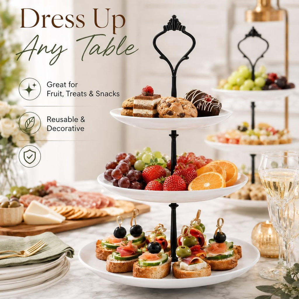 Tiered Tray Hardware Kit, Crown Handle Black 3-Tier - Set of 15