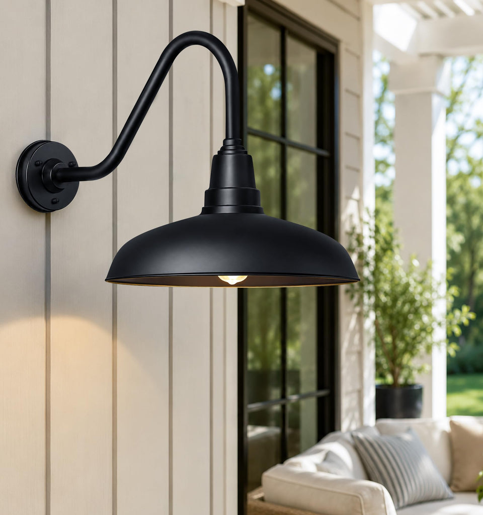 17" Gooseneck Outdoor Barn Lights, Dome Modern Industrial Wall Light