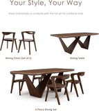 Nazaen III 82.5" Mid-Century Modern Solid Wood Live Edge Dining Table with Steel Support, Walnut Finish, Seats 4 - 6