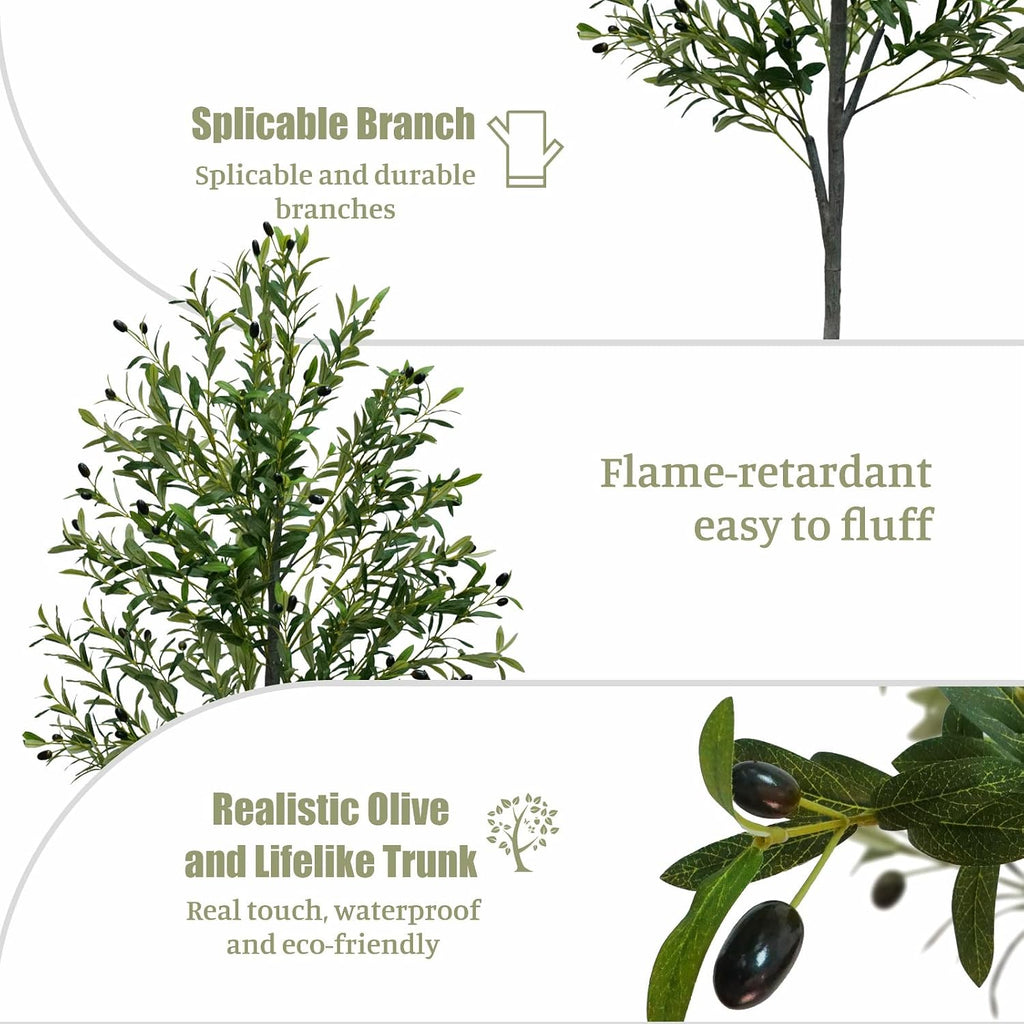 6FT Tall Artificial Olive Tree Faux Fake Silk Potted Plant with Fruits