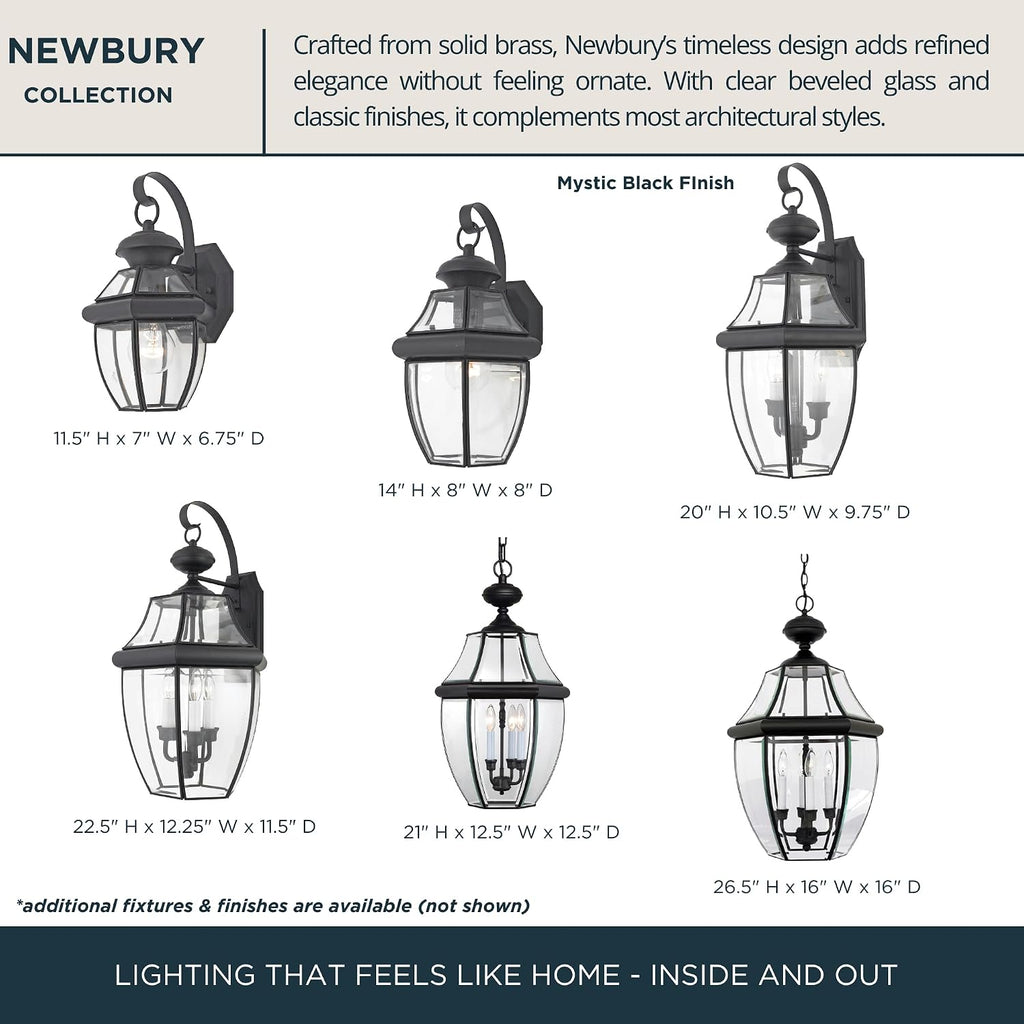 Newbury 23 Inch Outdoor Wall Lantern, 3-Light with Clear Glass - Mystic Black