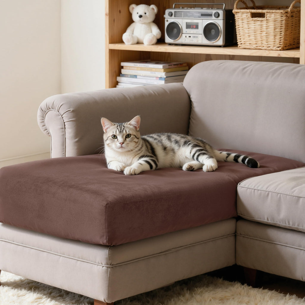 Velvet Couch Cushion Covers, 4 PC Water Resistant Sectional Couch Covers for L Shape Sofa, Individual Seat Cushion