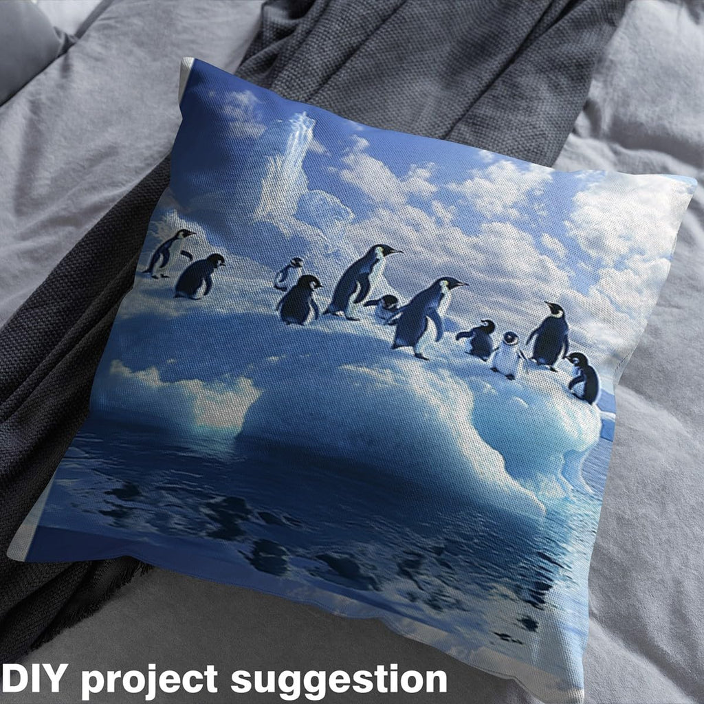 Penguins Fabric by The Yard Soft Glacier Snow Upholstery