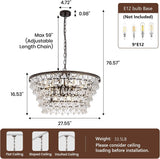 Vintage Crystal Chandeliers for Dining Room Light Fixture, 9-Light 5-Tier Antique Bronze Chandelier for Kitchen Island Bar Living Room Foyer Entryway, D28'' xH17'' A108-B0DZWSZDRW