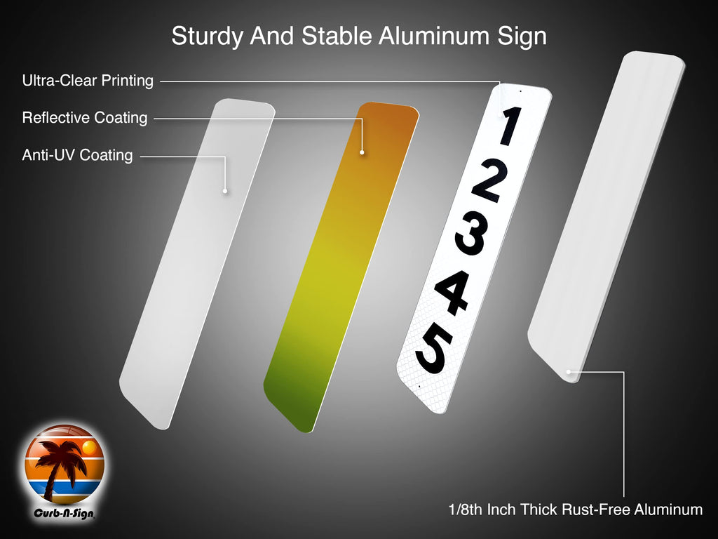 Military Vertical 2 Reflective Mailbox Address Numbers Plaques, Silk Screened, 3"x10", Pre-drilled, Made in USA (Army)