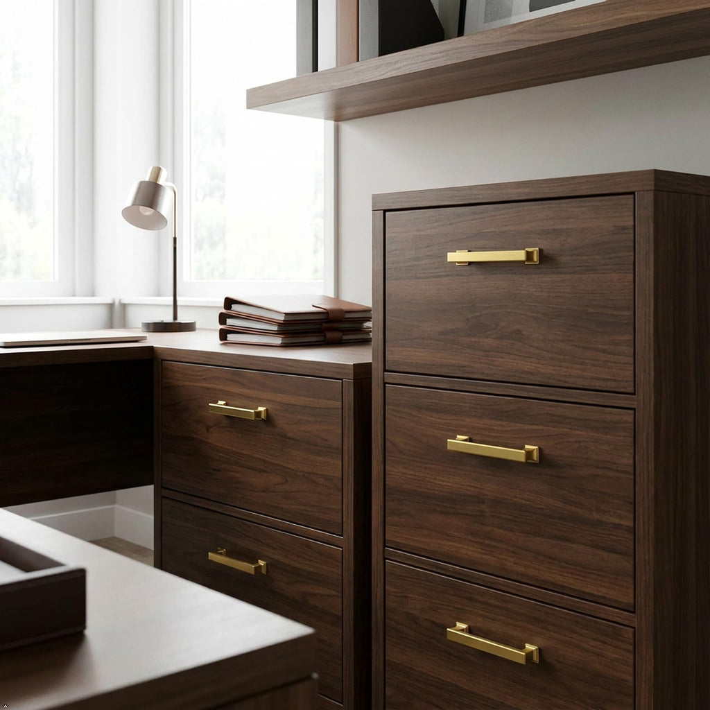 Vibrant Brushed Moderne Brass Cabinet Pulls 10 Pack, AL3061BMB