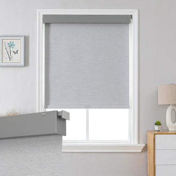 No Drill Blackout Shades, Free-Stop Cordless Roller Shades, UV Protection, Thermal Insulated Blinds for Indoor