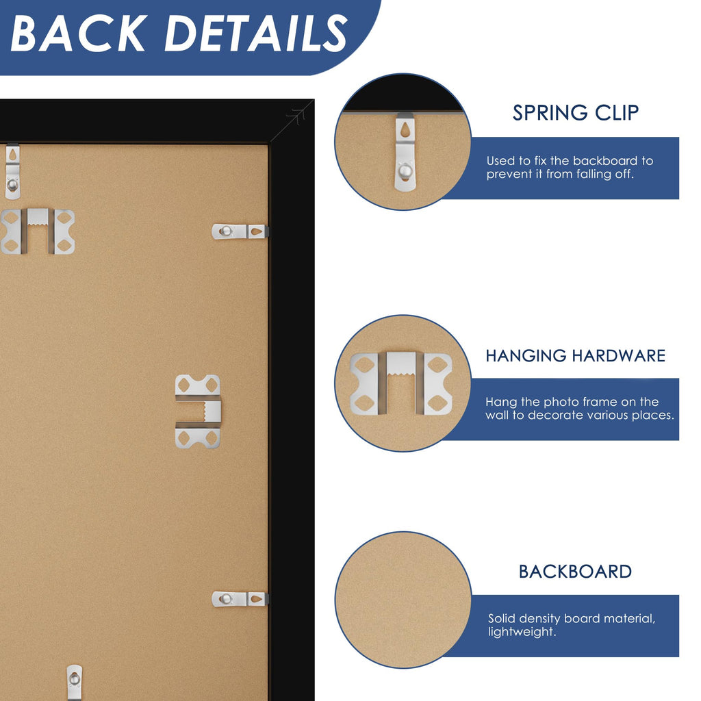 12x12 Picture Frame Set of 6, Wall Mount Display, Black