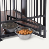 Furniture Style Dog Crate, Sturdy Wooden Pet Kennel, End Table with Space for Pet, Two Bowls Included