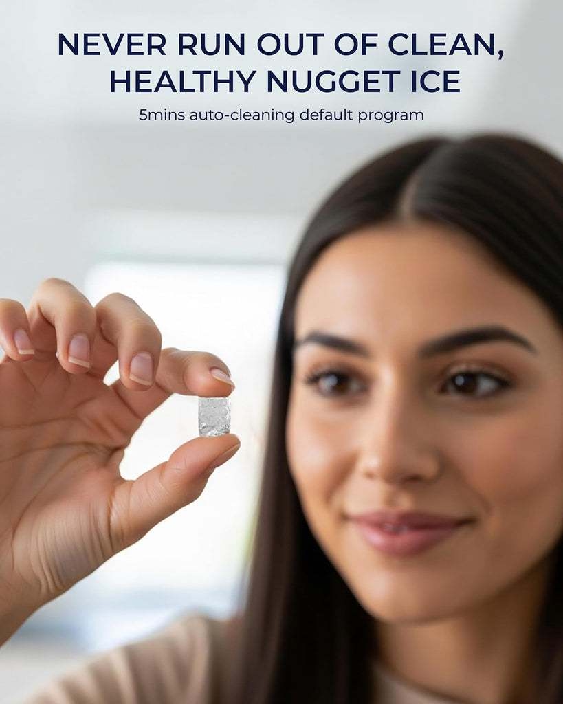 Nugget Ice Maker Countertop, Max 40lbs/Day, Auto-Cleaning, 2Qt Reservoir, Compact Sonic Ice Maker with 2.5lbs Basket