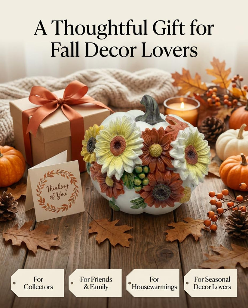 Fall Decorations Floral Pumpkin Figurine Harvest Tabletop Decor