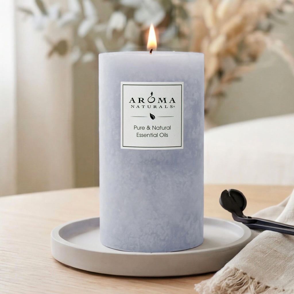 Essential Oil Scented Pillar Candle, Tranquility, 2.75 Inch X 5 Inch, Lavender, 1 Pound