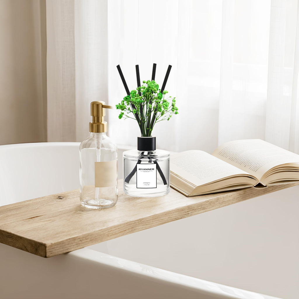Reed Diffuser Set of 3 Pack, Lavender Eucalyptus/White Jasmine/Lemongrass Scented Oil Diffuser with 24 Sticks(1.7 fl
