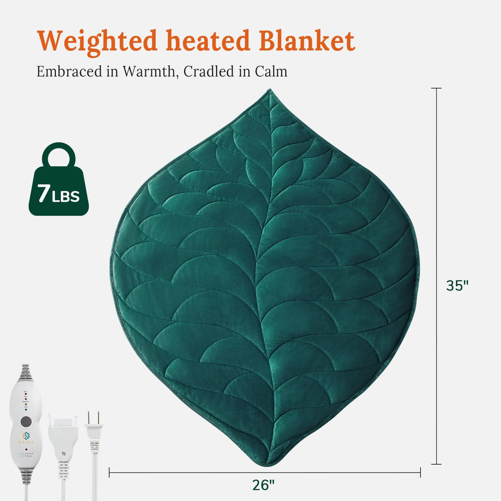 Weighted Heating Blanket 7 lbs, 26" x 35" Large Heated Pad, Green