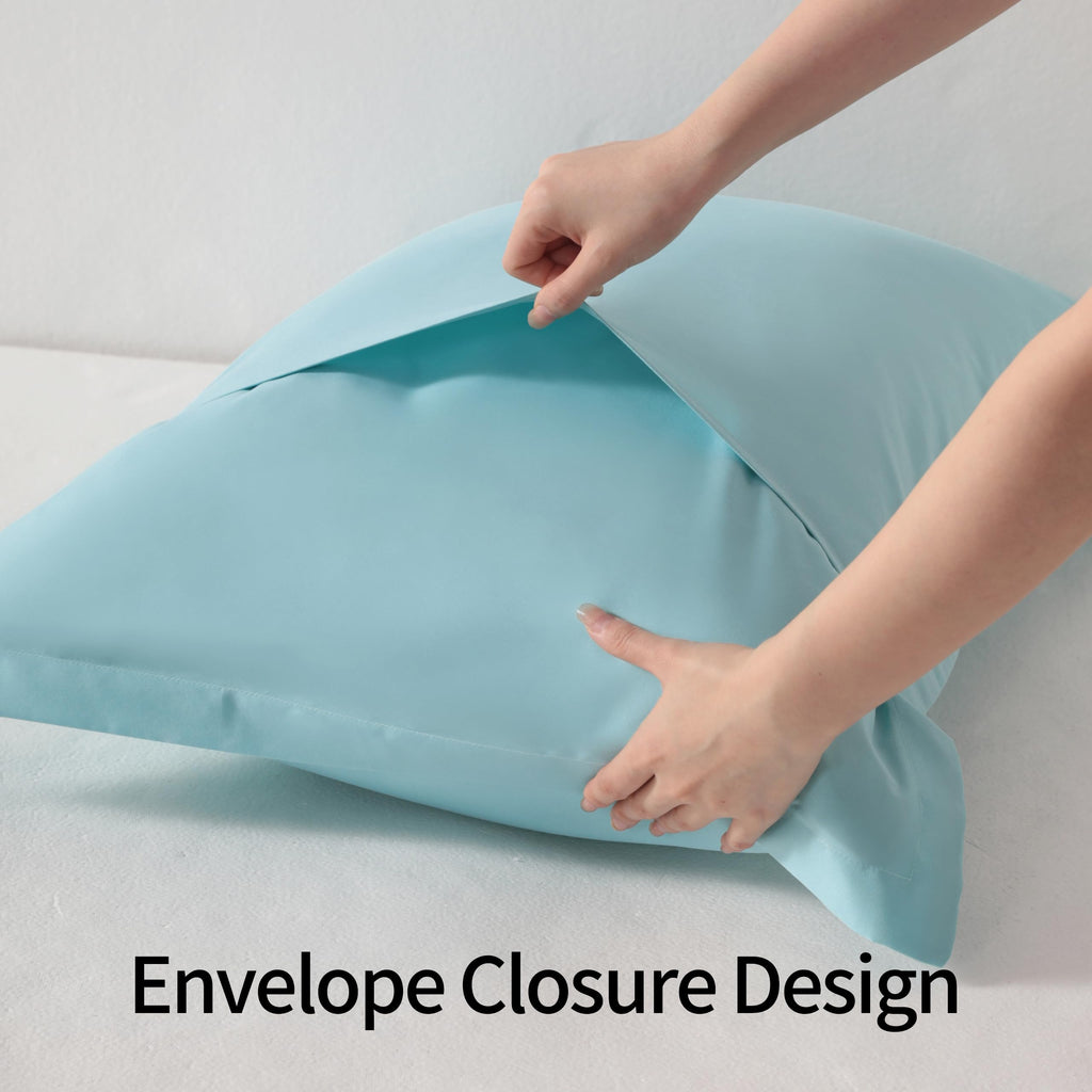 Euro Pillow Shams, Set of 2, Microfiber, Light Blue