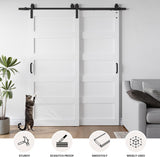 30x84 Inch White Double Barn Door Set - 5-Panel MDF Sliding Doors with 6FT Bypass Barn Door Hardware