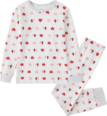 Organic Cotton Boys Girls Pajama Set, Piece Kids Long Sleeve Top and Pants Pajamas, Toddler Snug Fit Sleepwear Set