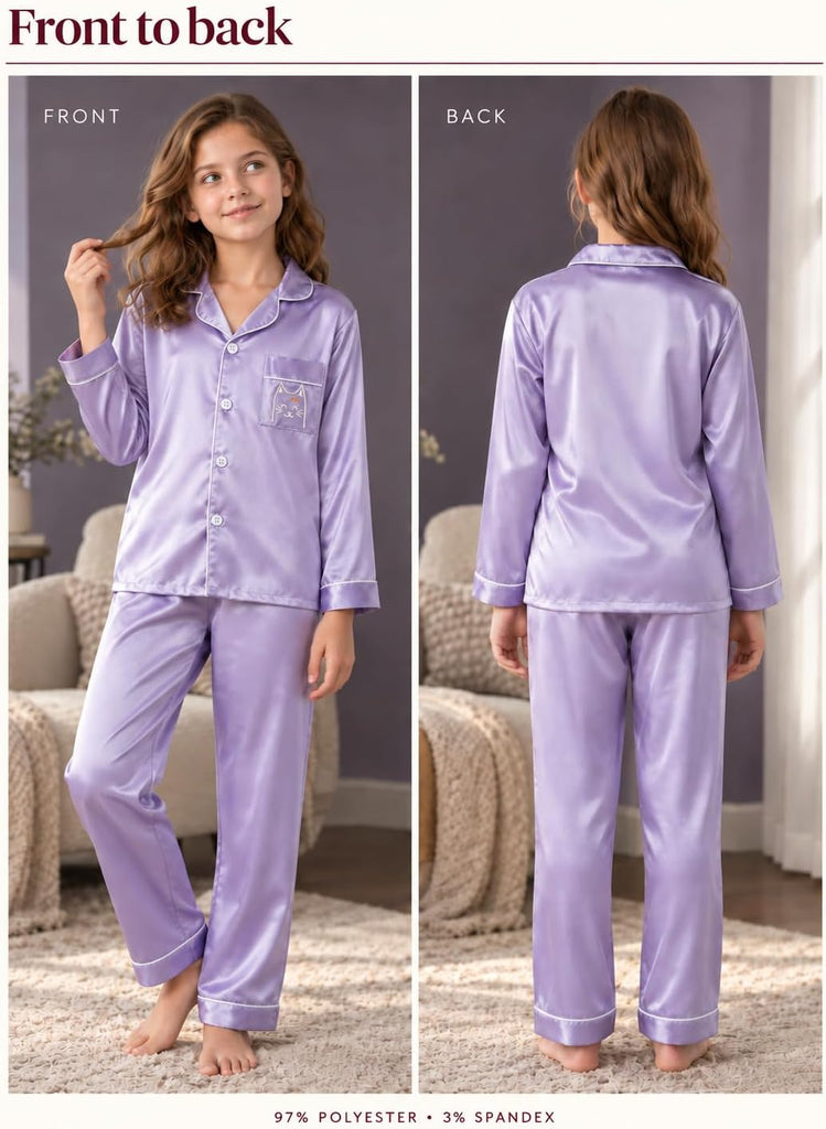 Girls Pajama Set, Coat Style Button Front