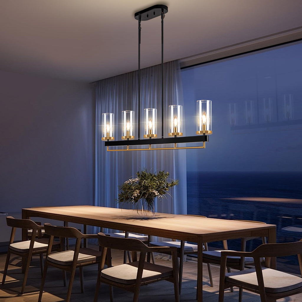 Dining Room Light Fixture 5 Light Linear Modern Chandeliers