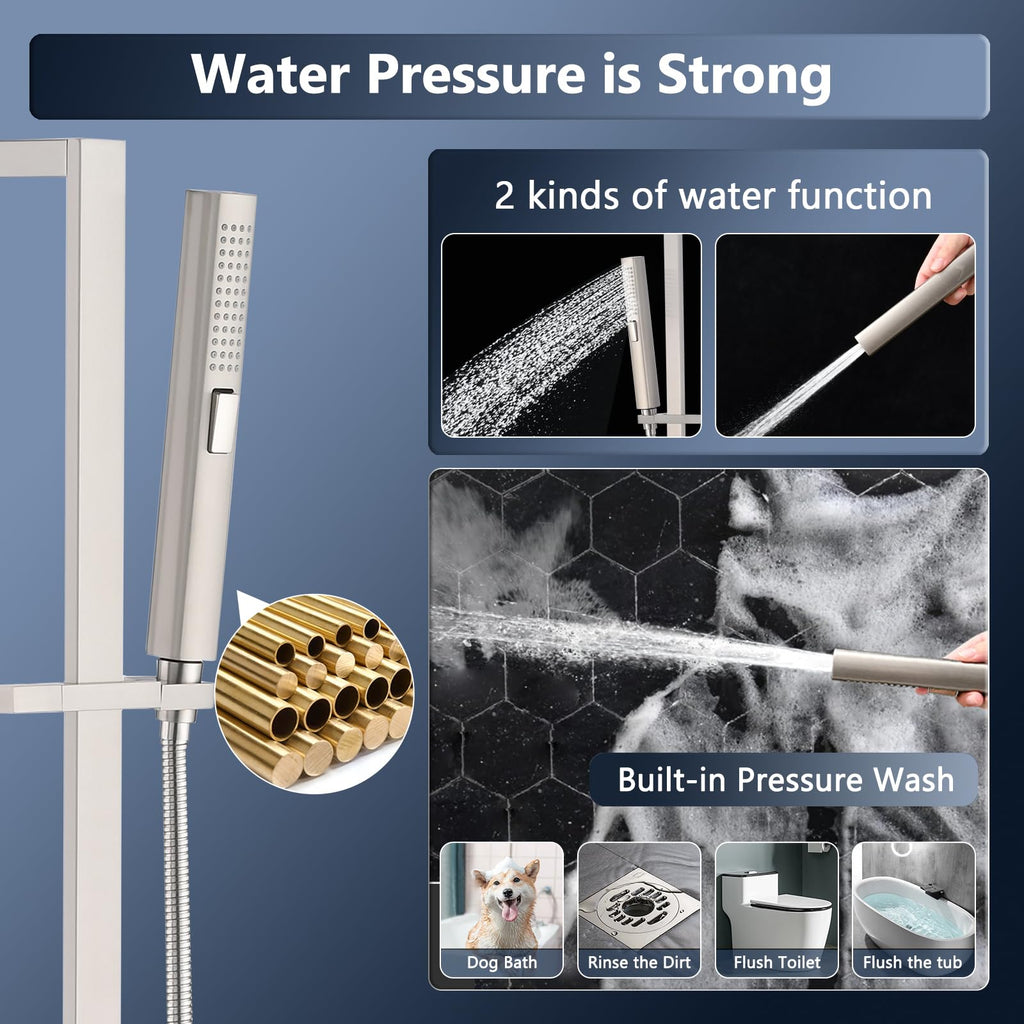 Handheld Shower Head with Slide Bar Combo, 27.5-Inch Adjustable Height Slide Bar, High Perssure Handheld Shower Head
