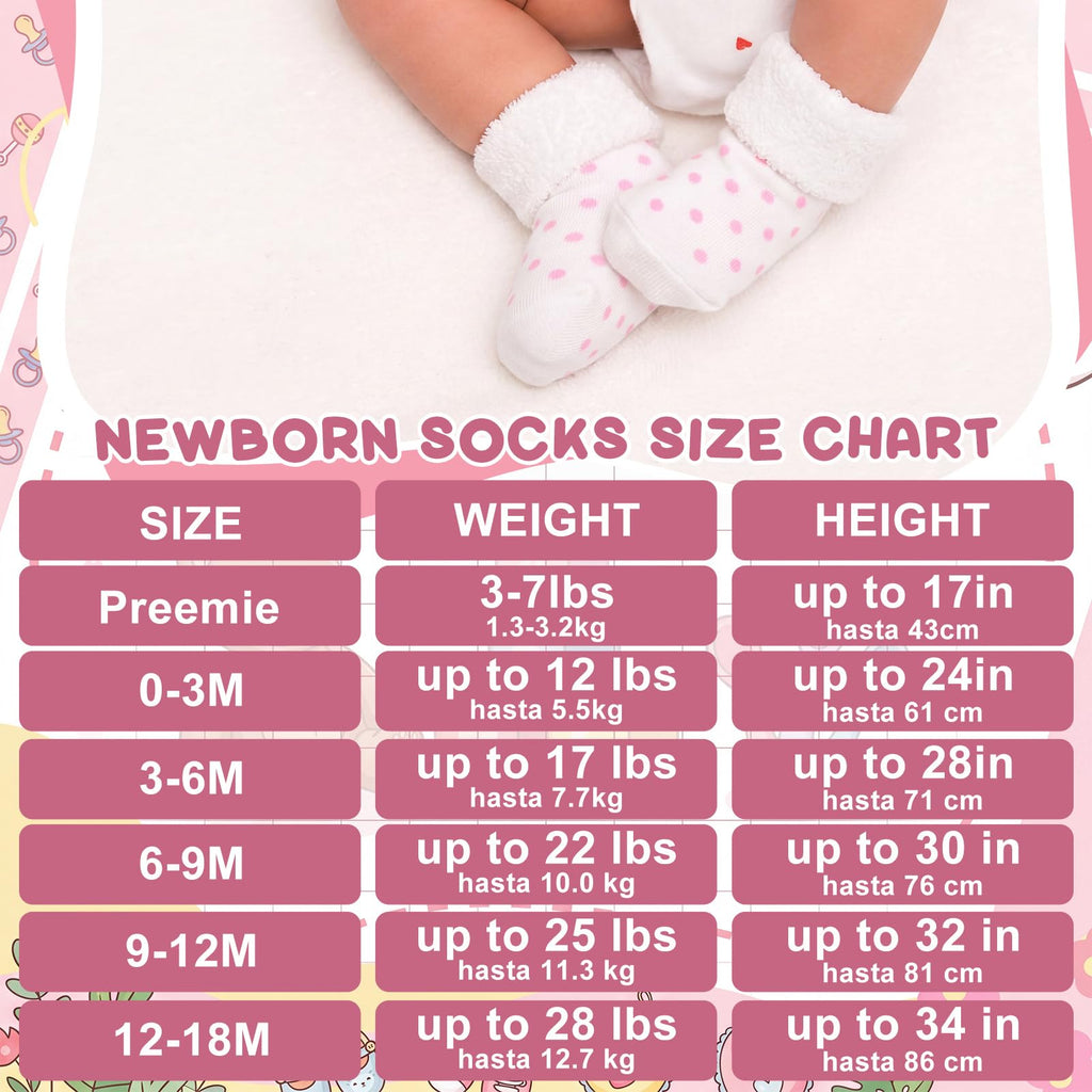 10 Pairs Preemie Cotton Turn Cuff Socks Cute
