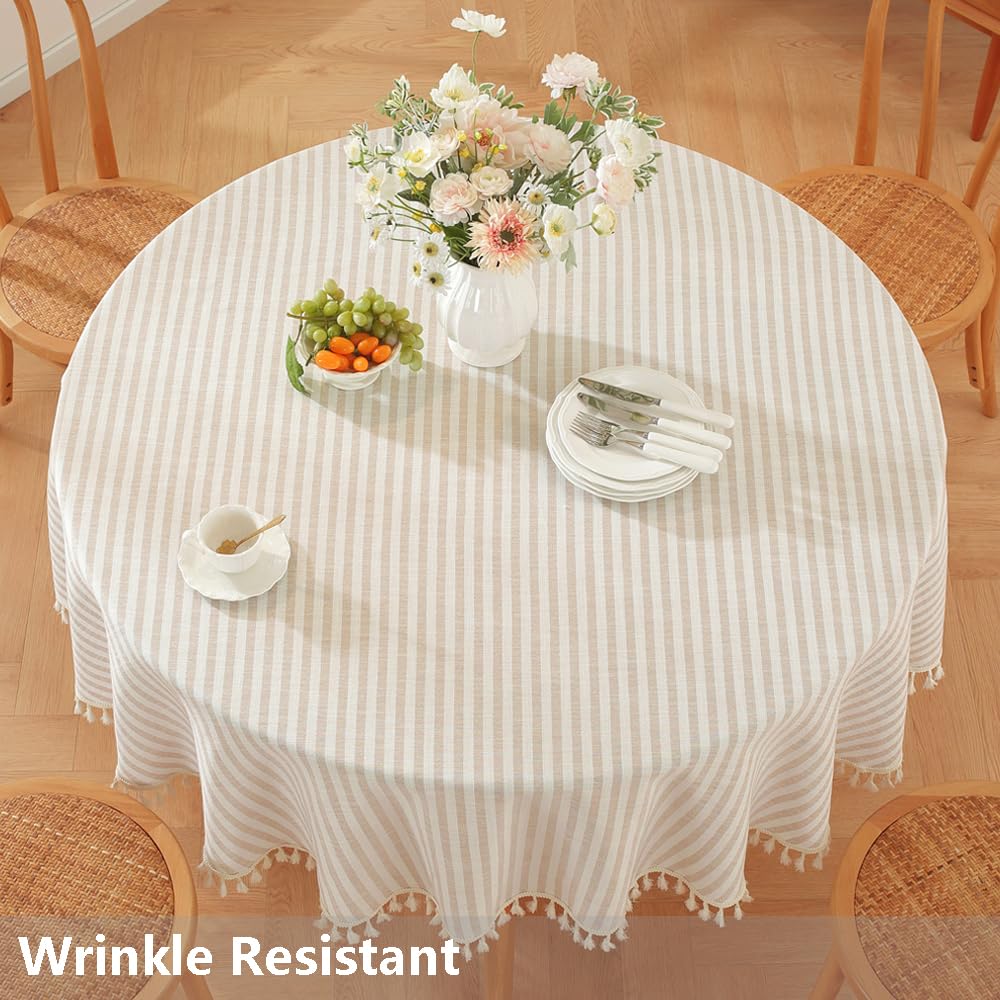 Round Tablecloth 70 Inch Beige Fall Tablecloth Outdoor Table Cover