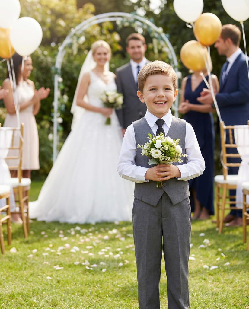 Boys Suits Kids Dress Vest Pants Set Ring Bearer Outfit