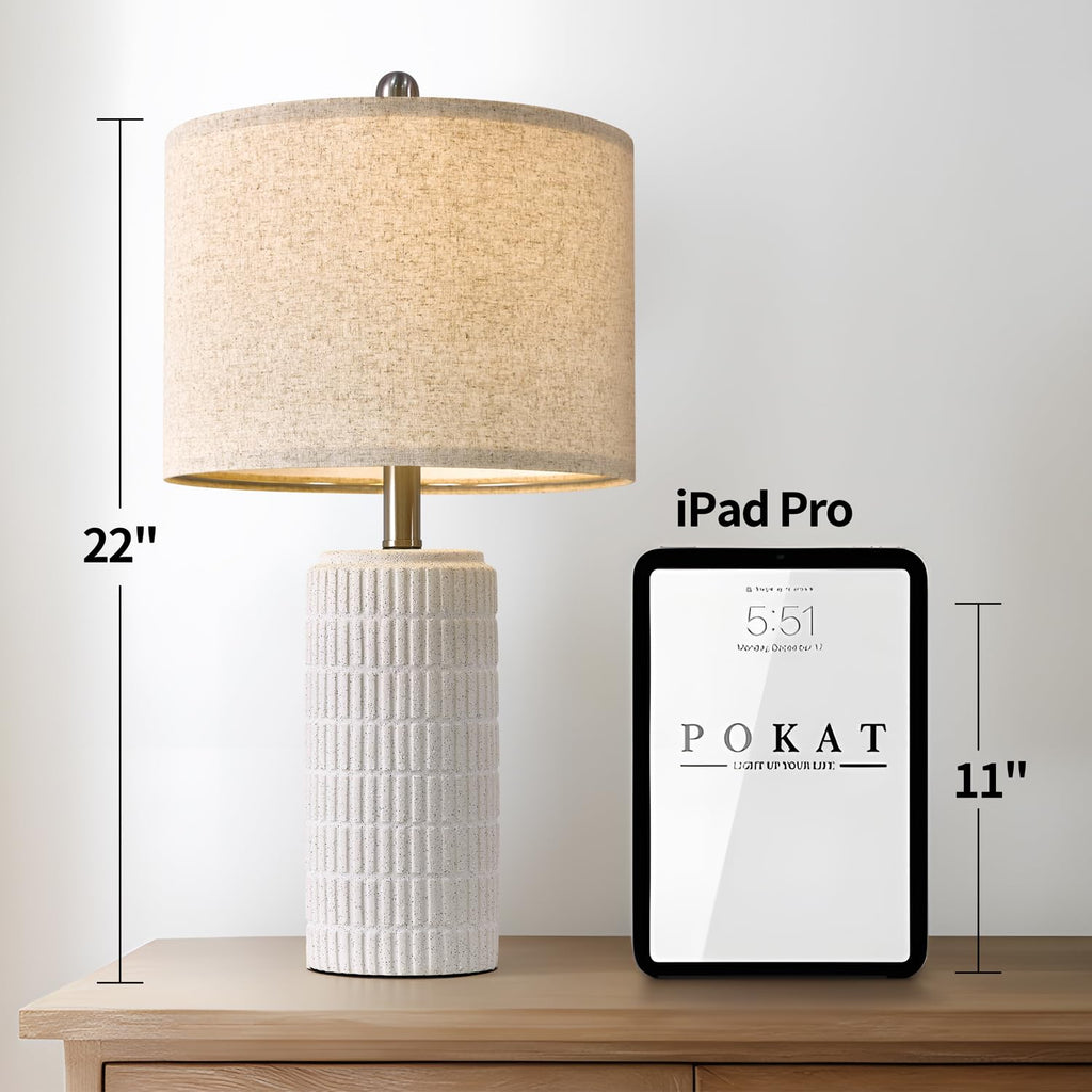 23" Table Lamp, Farmhouse Bedside Lamps Set of 2, Ceramic End Table Lamps, Traditional Nightstand Desk Lamps