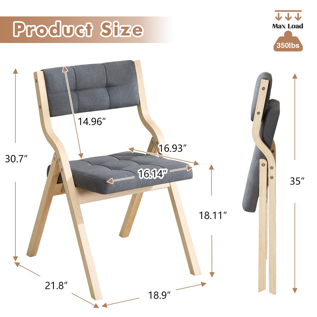 6-Pack Folding Dining Chairs with Cushion, Padded Foldable Dining Chairs, Portable Wooden Folding Chairs s Kitchen