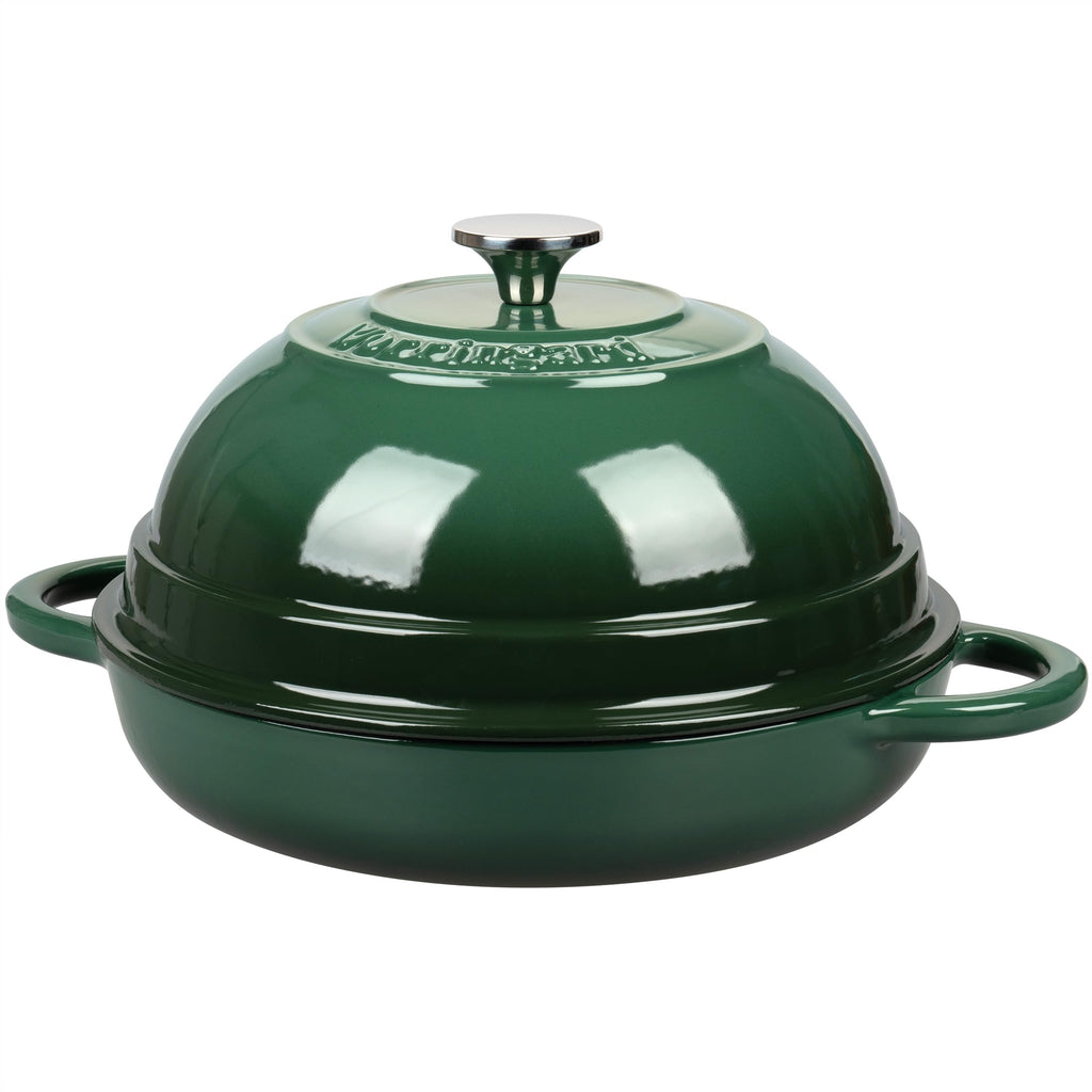 Cast Iron Enameled Dutch Oven Pot with Lid for Bread Baking, Bread Oven, 6 Quart, Dark Green