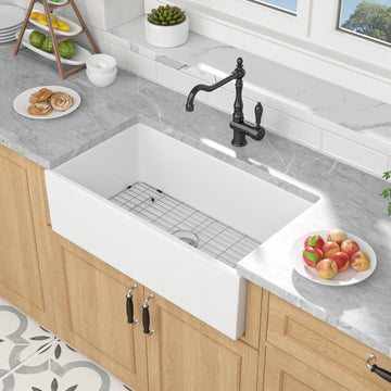 30 White Farmhouse Sink 30x18 Undermount Farm Sinks Ceramic Flat Apron Front 30 Inch Fireclay Kitchen Sink Porcelain