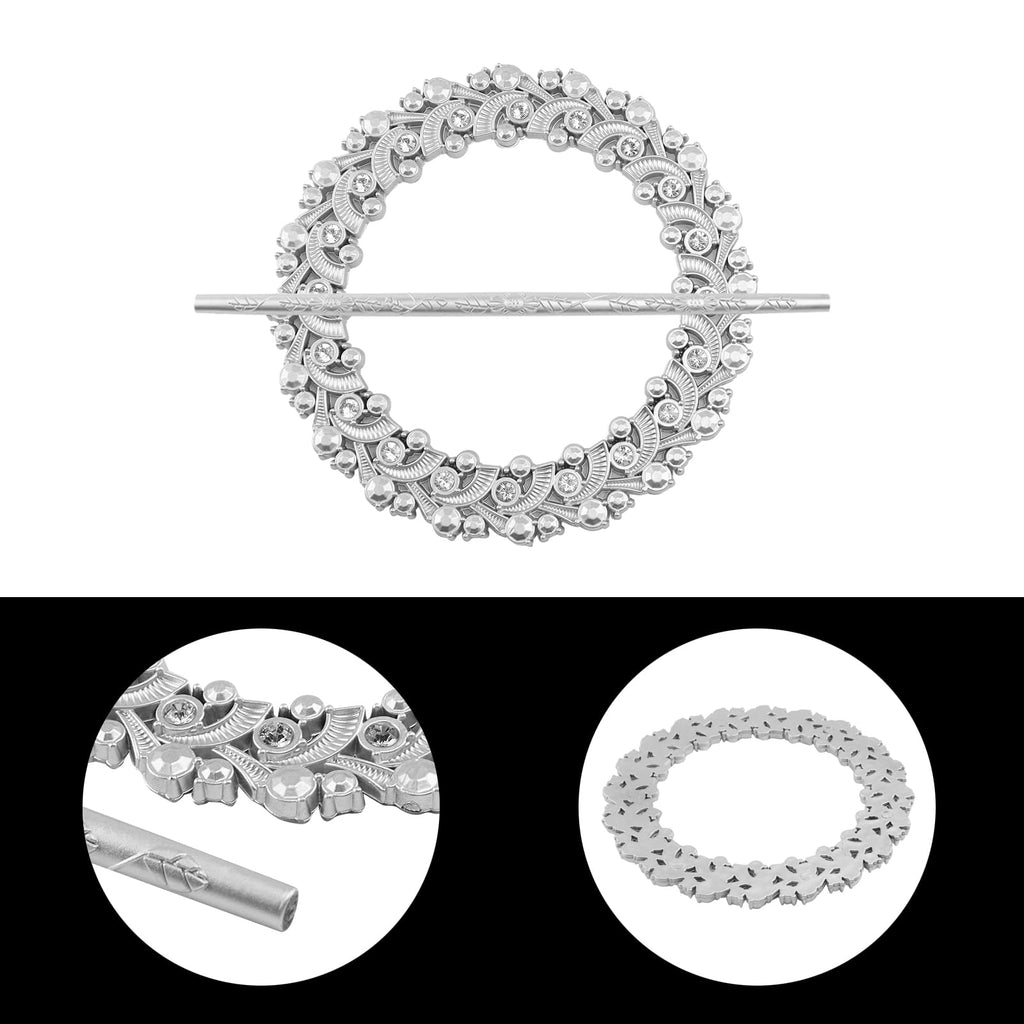 Silver Curtain Tiebacks Round Drapery Holdbacks, 20 Crystals - 2 Pack