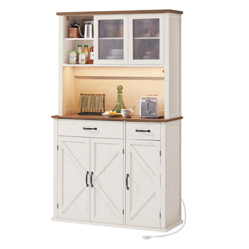 Pantry Cabinet with Lights and Charging Station