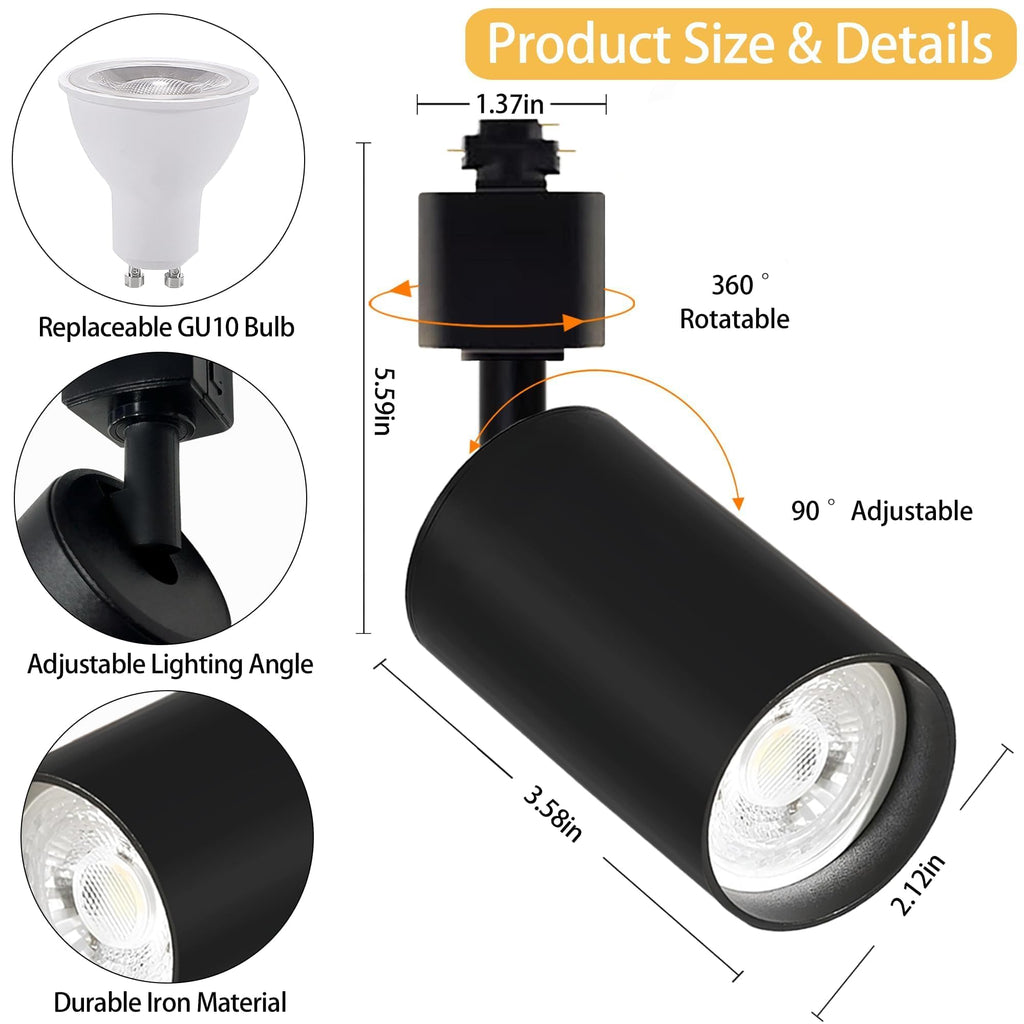 Plug in LED Track Lighting Kit H Type 3CCT 2PCS 10W Black