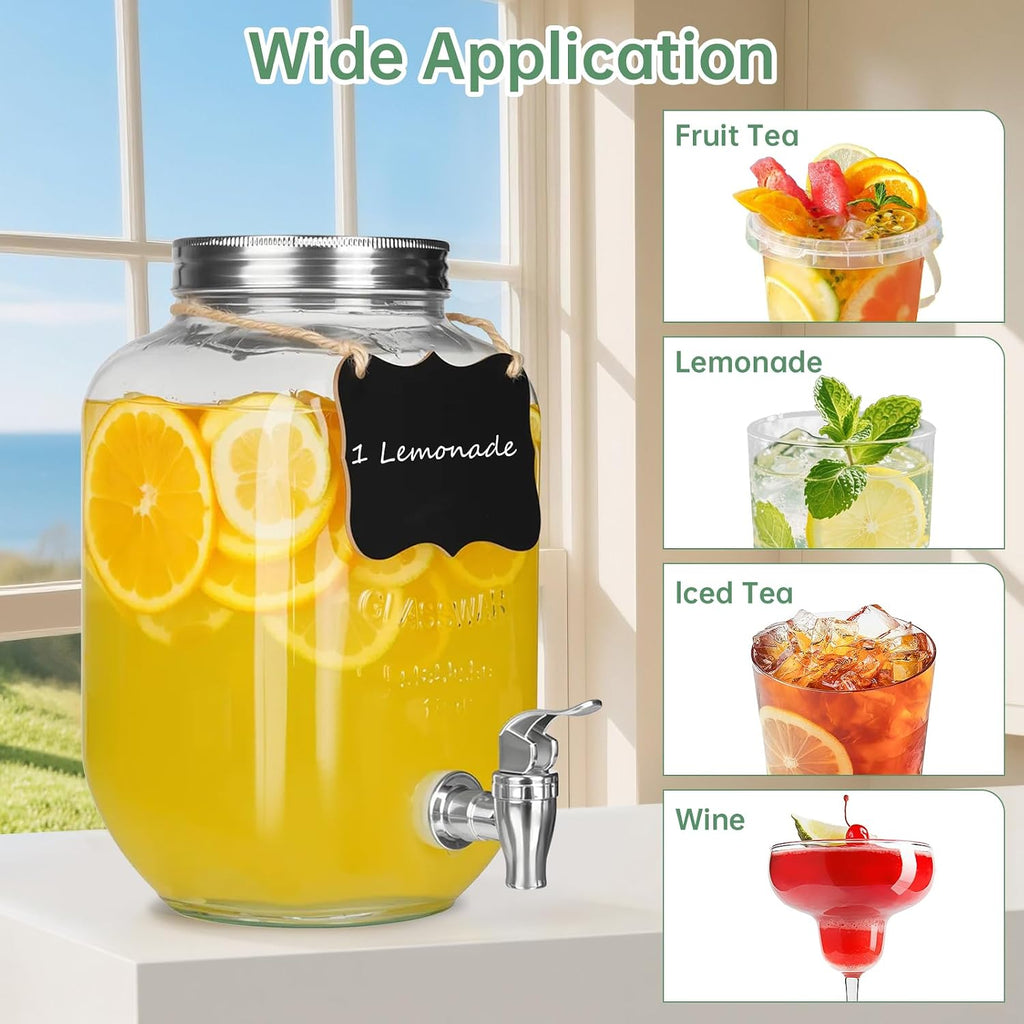Gallon Jars, (2 Jars) Ice Juice Dispenser - Set of 2