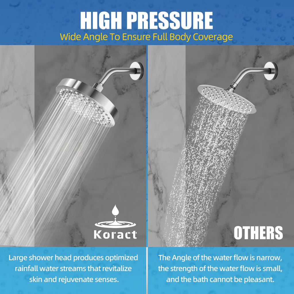 Shower Head High Pressure Rain Premium Luxury Design Anti-Clogging Silicone Nozzles Adjustable Replacement Shower