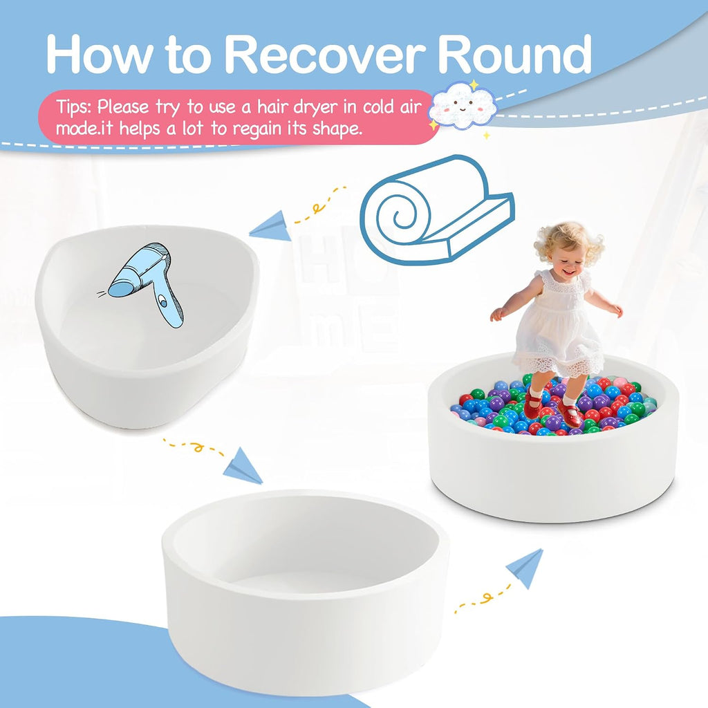 47.2" x 15.7" Foam Ball Pit for Toddlers, Baby Round Balls Pool for Babies 1-3, Kids Play Ball Pits for Boys