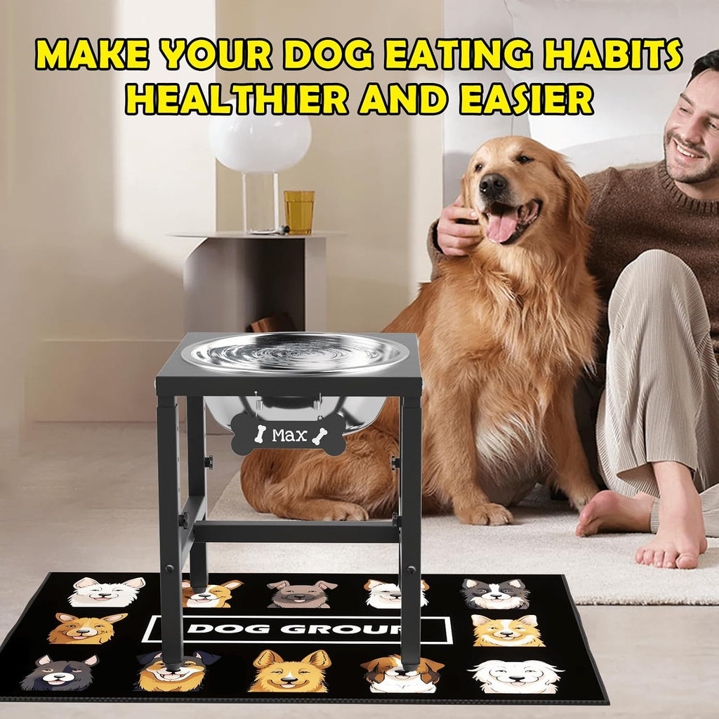 1.32 Gallon Elevated Dog Water Bowl for Large Dogs, 4-Height Adjustable (13-18'') Raised Stainless Steel Bowl