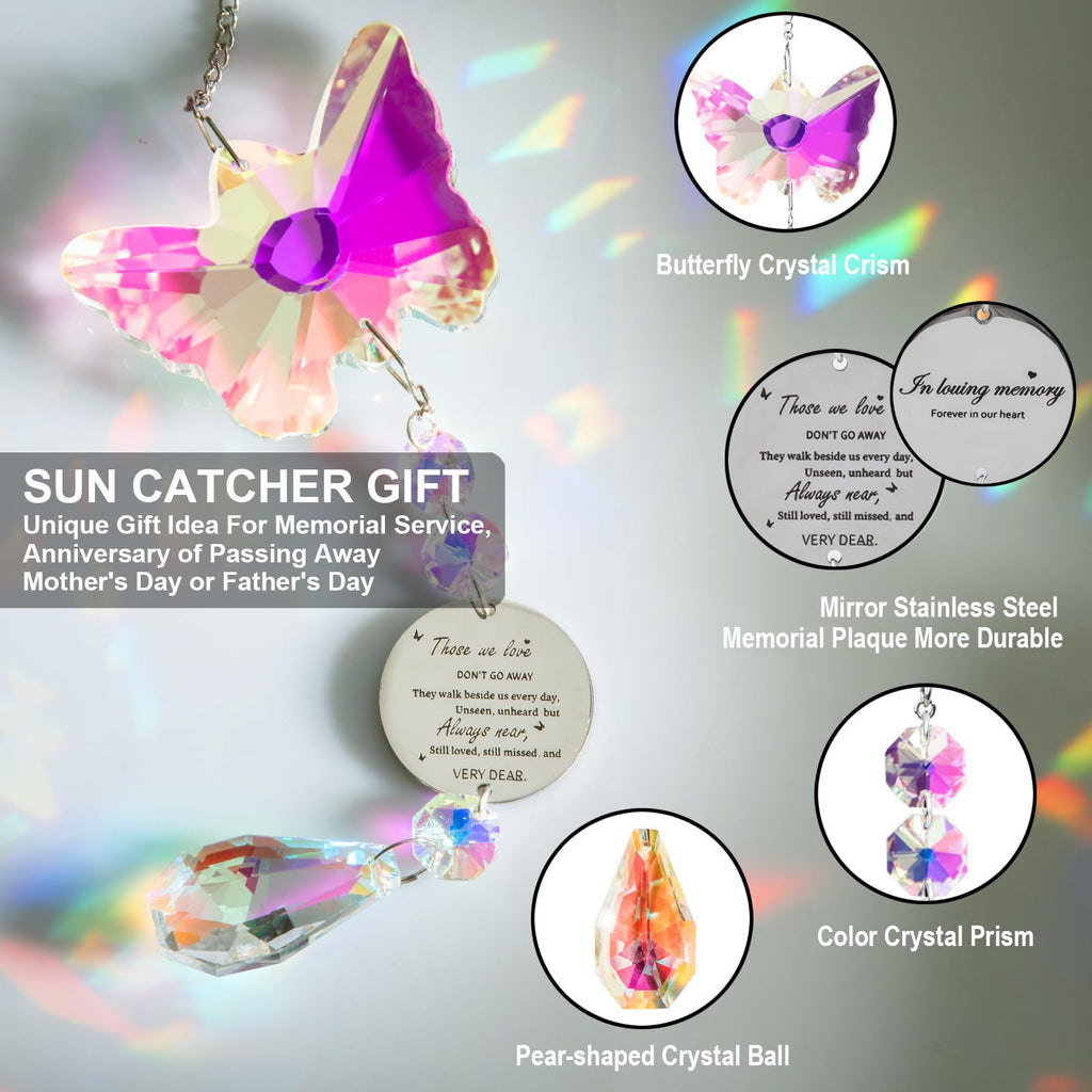 Unique Memorial Sympathy Gifts for Loss Loved One, Bereavement Gift Idea Crystal Butterfly Suncatcher in Remembrance