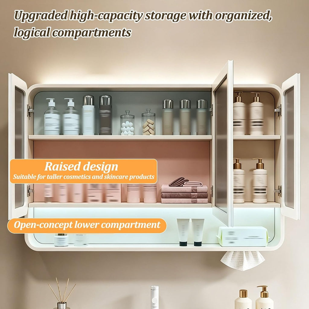 Smart LED Bathroom Medicine Cabinet with Mirror,Carbon Steel Mirror Cabinet | Bathroom Medicine Mirror Cabinet with