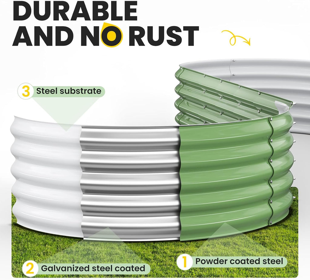 Galvanized Raised Garden Bed 8x2x1.5 FT, Oval Metal Raised Garden Bed Outdoor Planter Box with Open Bottom