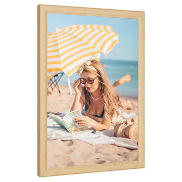 14x18 Wood Frame, Rustic Natural Wooden 18x14in Poster Picture Frame, Modern Beige Woodgrain 14 x 18inch Gallery Wall