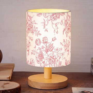 Pink Floral Bedside Table Lamp for Kids Bedroom