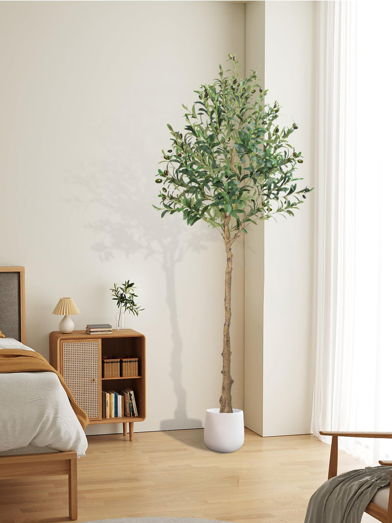 5FT Artificial Olive Tree - Realistic Faux Silk Plant with Thick Trunk, Fluffy Branches, Dense Leaves & Plump Fruits