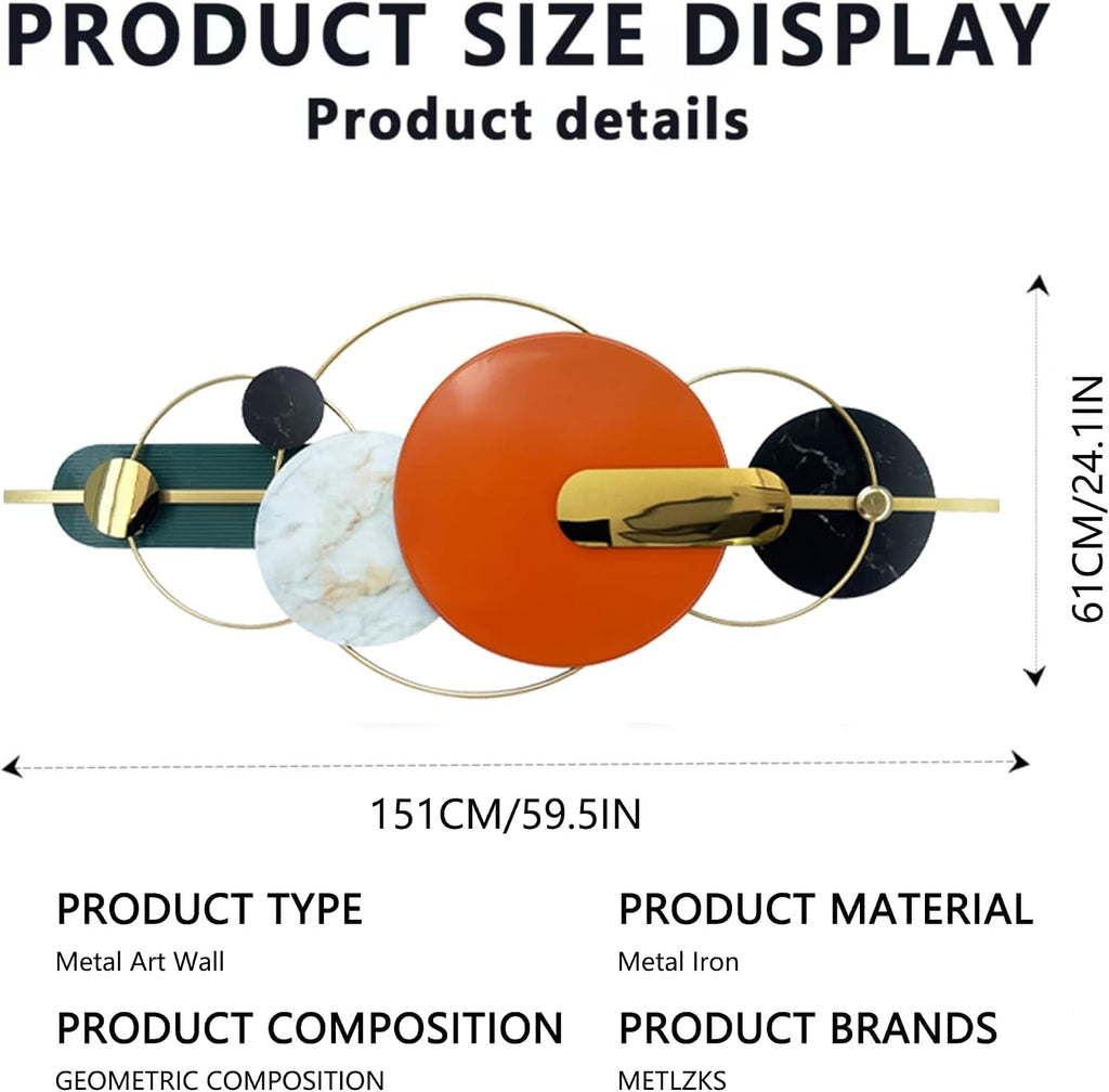 Large Metal Wall Art,Orange,60×24 In,Wall Decor